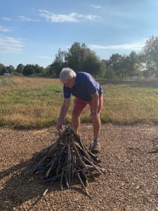 Sterling building a fire