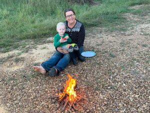 Josephine & Cooper enjoying a small campfire