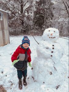 Snow, 2022 Cooper built a snow person