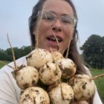 Josephine and some freshly picked Hakurei turnips