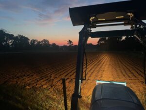 Starting the tractor work before sun up