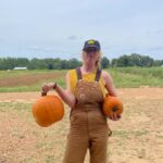 Meg with a couple of the pumpkins we harvested
