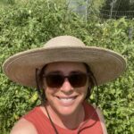 Josephine out in the field tomatoes for an afternoon selfie.