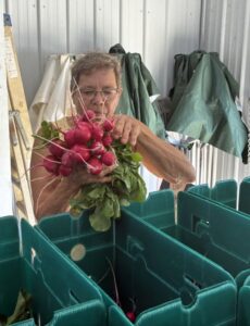Guin (Josephine's mom) helping pack CSAs