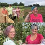 Remembering Kayla. Top left (L to R) Katherine, Shelby, Kayla and Rachel. Top right Kayla with a four leaf clover she found. Bottom left Kayla picking tomatoes and bottom right Kayla in the high tunnel