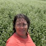 Josephine standing in our buckwheat cover crop.